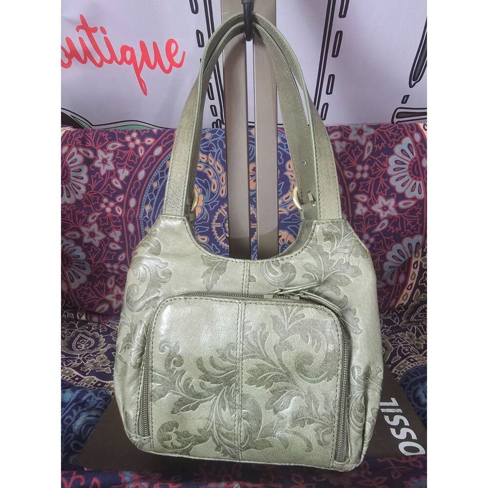 Olive Green Genuine Leather Small Satchel/Hobo Handbag - St John's Bay